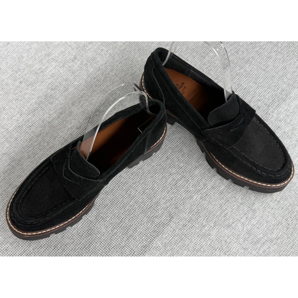 White Mountain Gunner Black Suede Lug Sole Penny Loafers Womens 6.5 - Picture 4 of 8